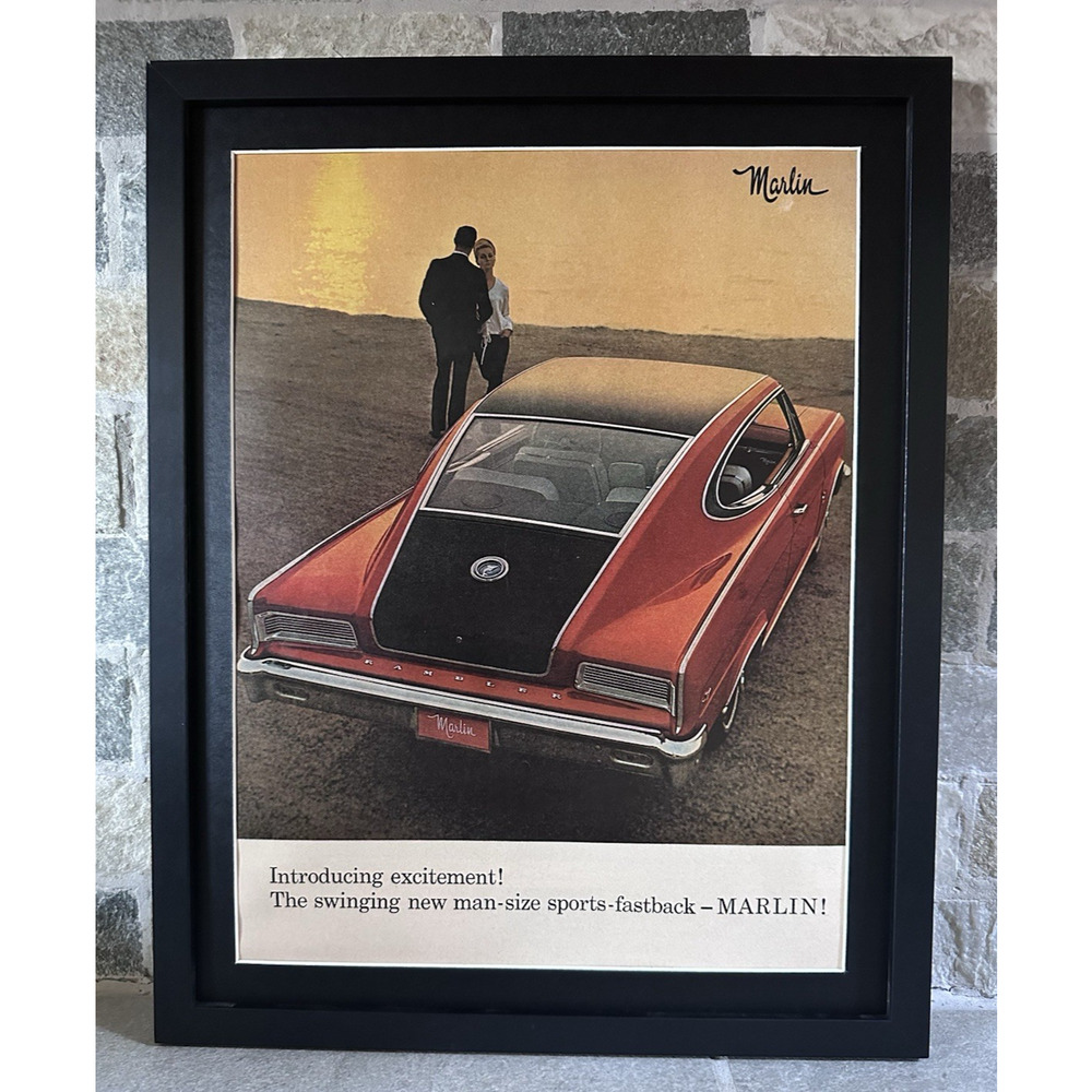 Frame 1965 Vintage Marlin Print Advertisement Ad Car American Motors
